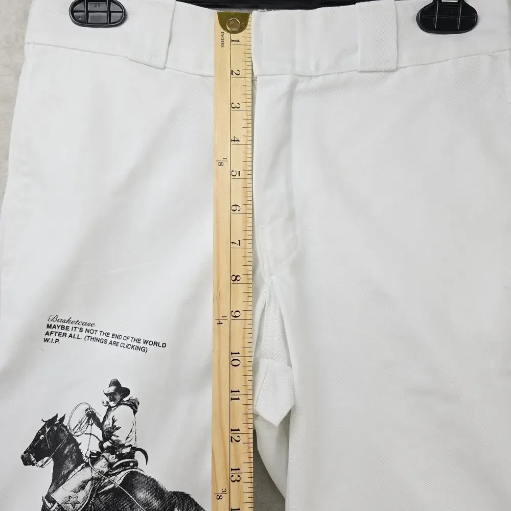 Dickies X Basketcase Gallery 874 Work Pants Mens 28x28 White Cowboy Horse